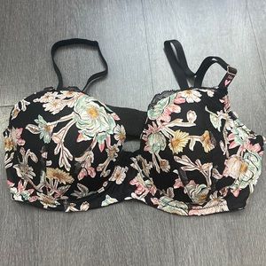 Victorias Secret Dream Angels Floral Black Lined Demi Bra 34D